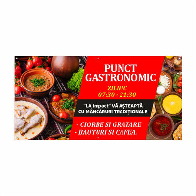 Banner Punct Gastronomic cu Tiv și Capse Incluse – Mâncare Tradițională