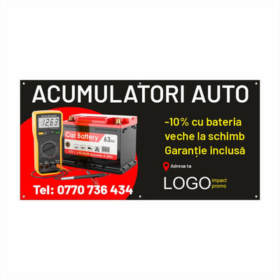 Banner Acumulatori Auto cu Reducere și Garanție – Design Profesional