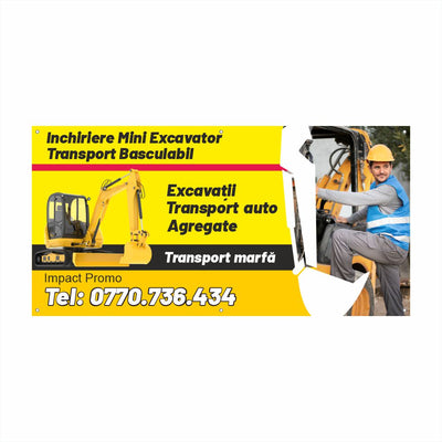 Banner Închiriere Mini Excavator și Transport Basculabil – Design Vizibil