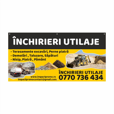 Banner Închirieri Utilaje și Lucrări – Design Profesional cu Servicii Complete