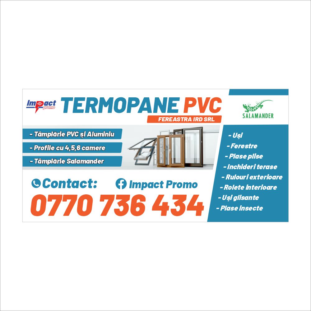 Banner Termopane PVC Personalizat – Design Profesional, Tiv și Capse Incluse