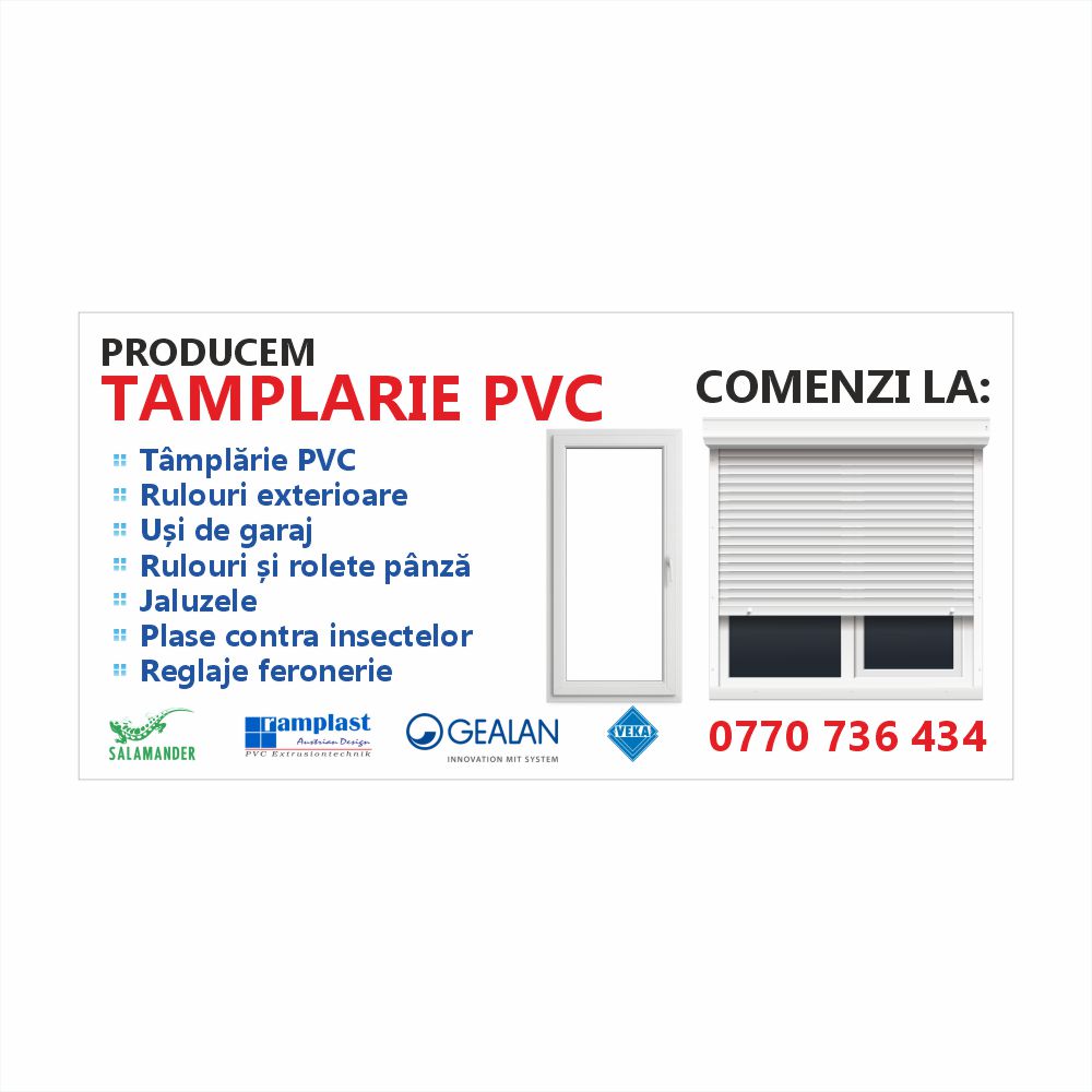 Banner Tâmplărie PVC Personalizat – Design Clar și Eficient, Tiv și Capse Incluse