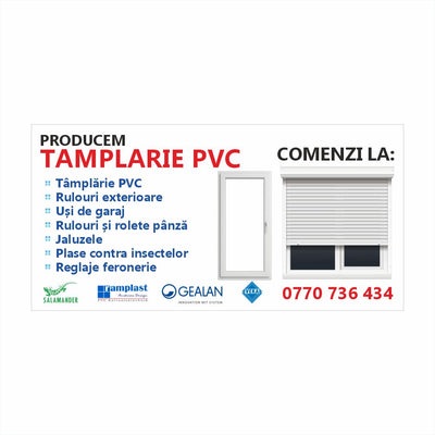 Banner Tâmplărie PVC Personalizat – Design Clar și Eficient, Tiv și Capse Incluse