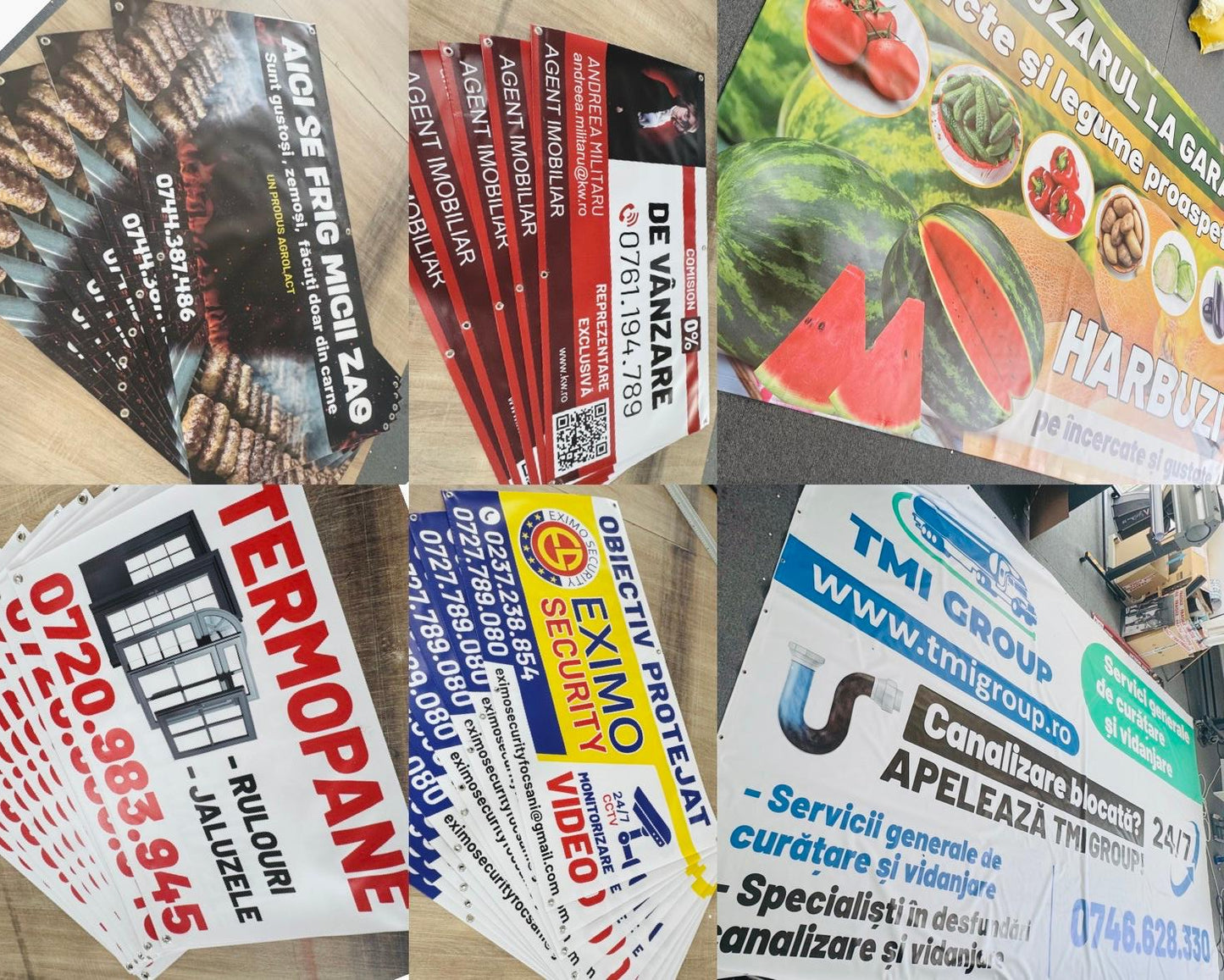 Banner Publicitar Personalizat magazin mixt cu Tiv și Capse – Rezistent Exterior, Vizibilitate Maximă