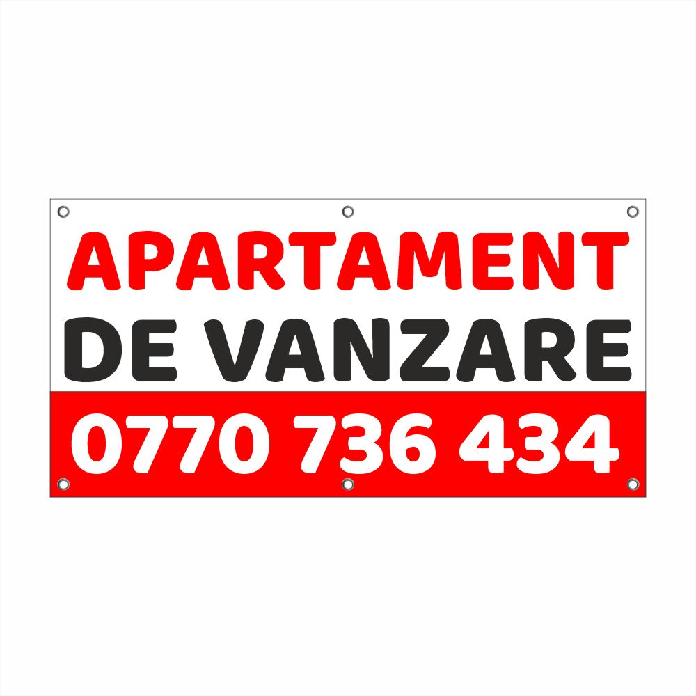 Banner Apartament de Vânzare Personalizat – Vizibilitate Maximă, Tiv și Capse Incluse