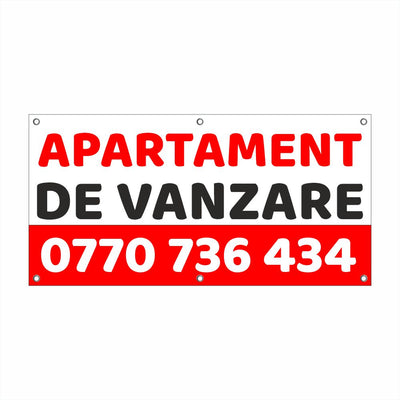 Banner Apartament de Vânzare Personalizat – Vizibilitate Maximă, Tiv și Capse Incluse
