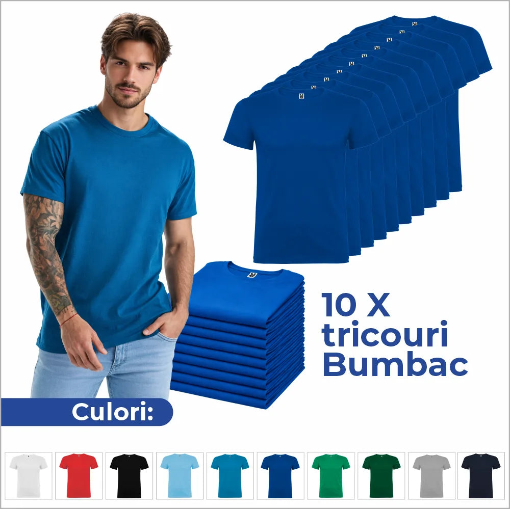 Set 10 tricouri albastre bumbac 100% – simple si confortabile
