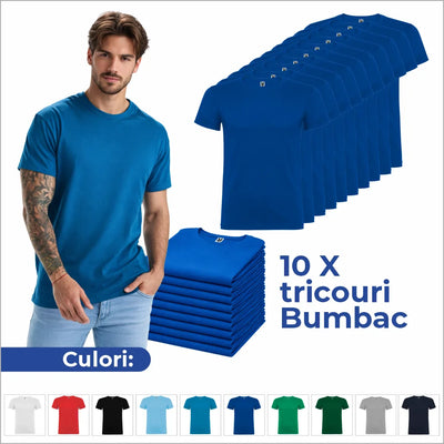 Set 10 tricouri albastre bumbac 100% – simple si confortabile