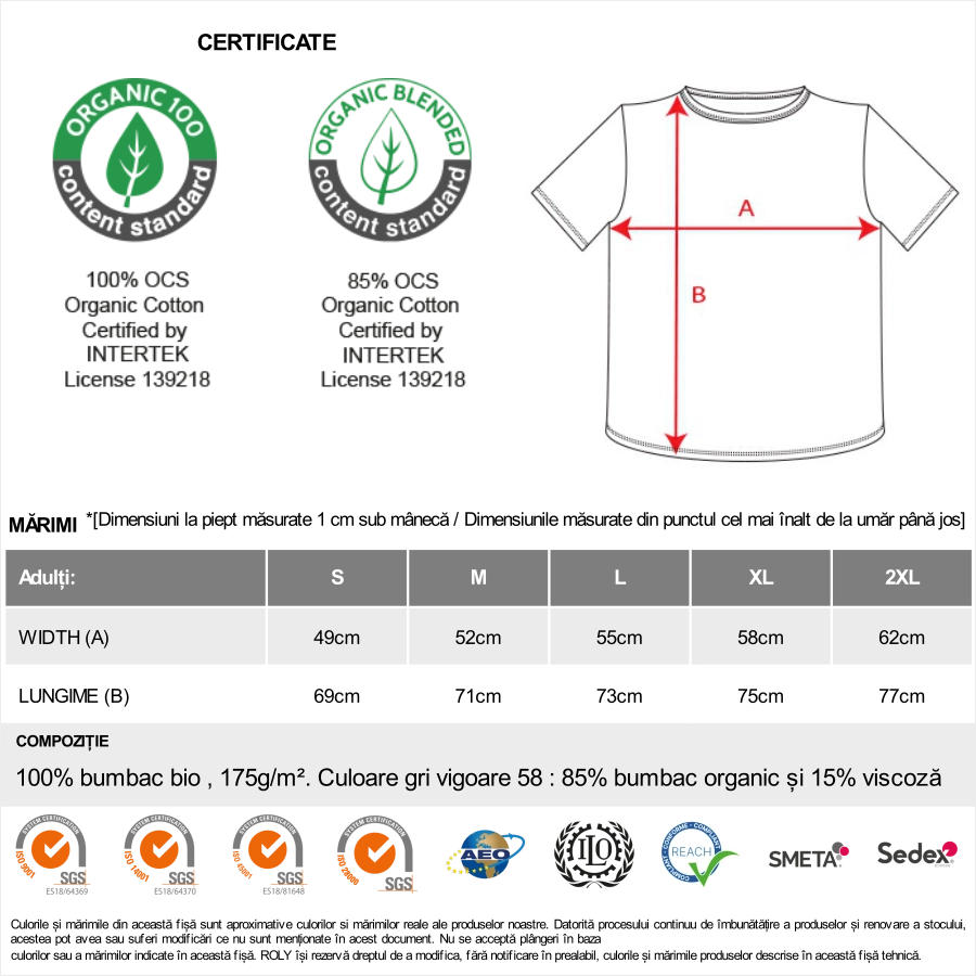 Set 3 Tricouri Bărbați Bumbac 100% BIO (certificat ) – Albastru celest, Albastru Royal, Bleumarin