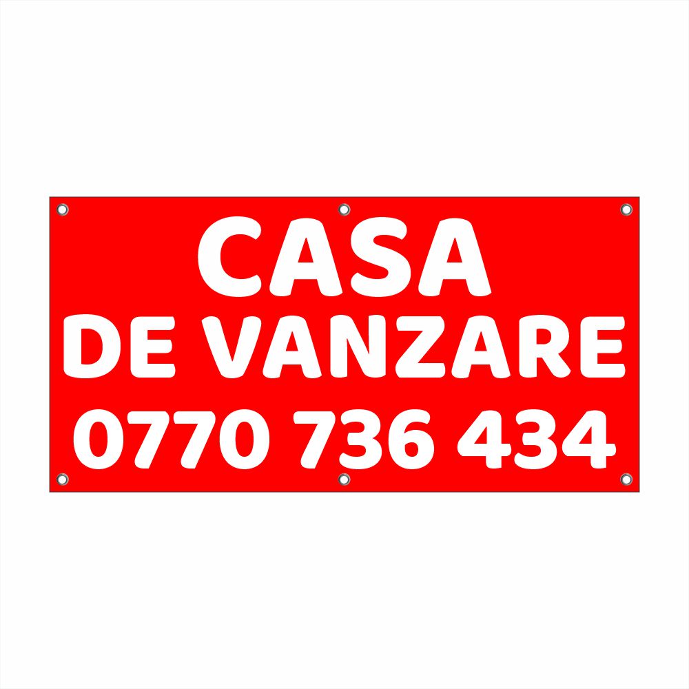 Banner Casă de Vânzare Personalizat – Vizibilitate Maximă, Tiv și Capse Incluse