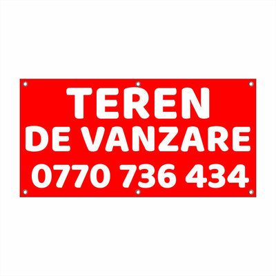 Banner Teren de Vânzare Personalizat – Vizibilitate Maximă, Tiv și Capse Incluse