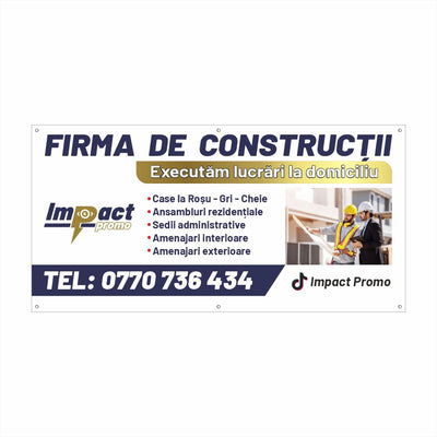 Banner Firmă de Construcții cu Tiv și Capse Incluse – Servicii Complete