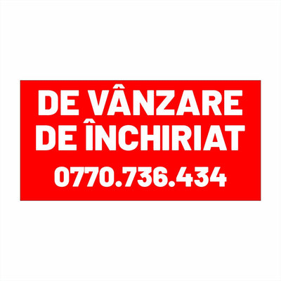Banner De Vânzare & De Închiriat Personalizat – Vizibilitate Maximă, Tiv și Capse Incluse