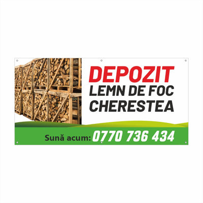 Banner Depozit Lemn de Foc și Cherestea – Design Vizibil