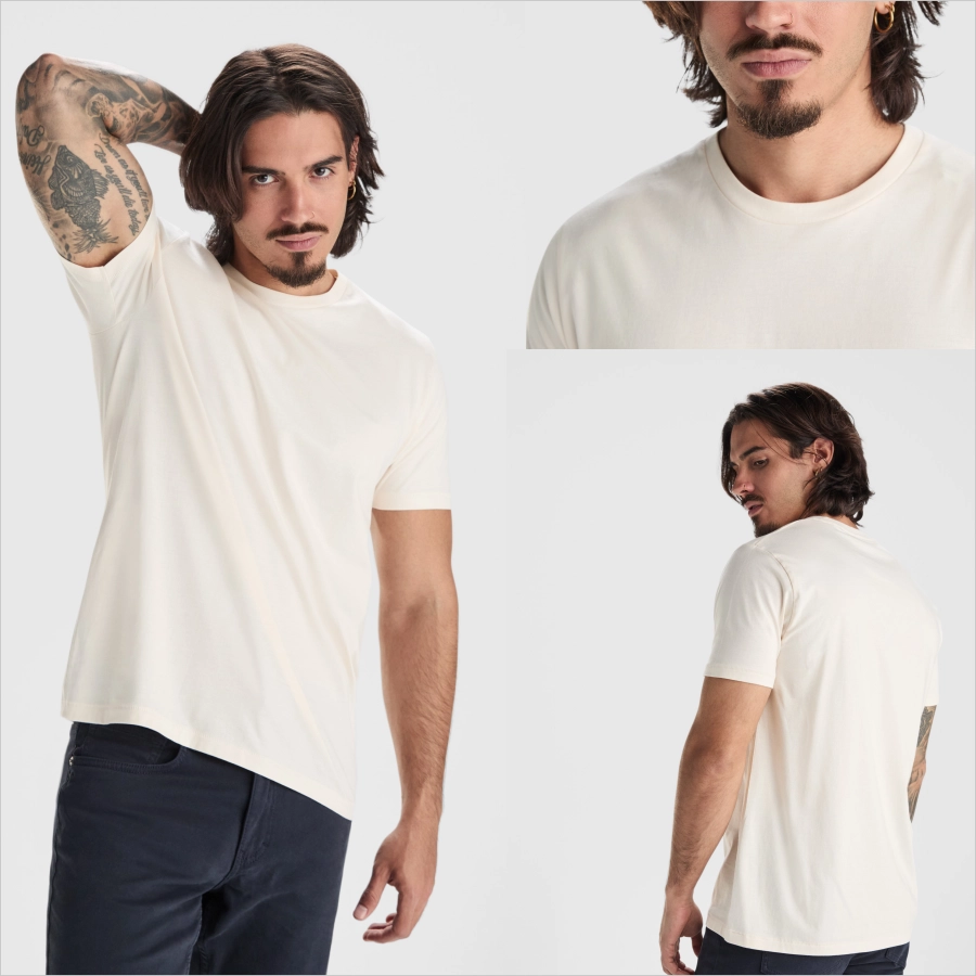 Set 3 Tricouri Bumbac 100% Organic (certificat GOTS) Bărbați – Alb Vintage, Mentă, Bleumarin