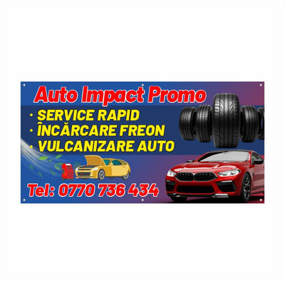 Banner Service Auto & Vulcanizare cu Tiv și Capse Incluse – Încărcare Freon