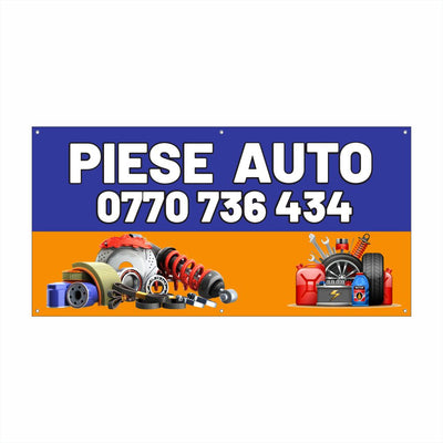 Banner Piese Auto Personalizat – Vizibilitate Maximă, Tiv și Capse Incluse