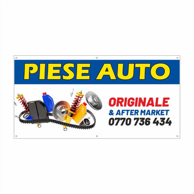 Banner Piese Auto Personalizat – Originale & Aftermarket, Tiv și Capse Incluse