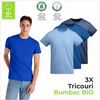 Set 3 Tricouri Bărbați Bumbac 100% BIO (certificat ) – Albastru celest, Albastru Royal, Bleumarin