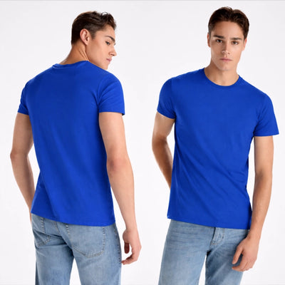 Set 3 Tricouri Bărbați Bumbac 100% BIO (certificat ) – Albastru celest, Albastru Royal, Bleumarin
