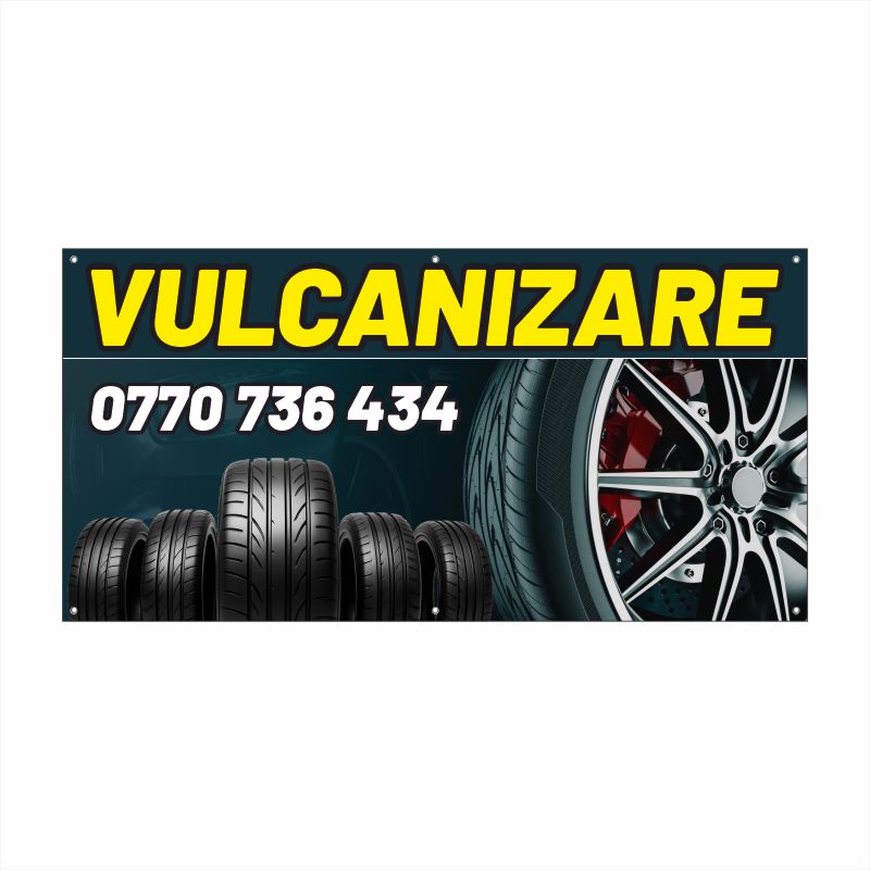 Banner Vulcanizare cu Tiv și Capse Incluse – Design Vizibil pentru Service Auto