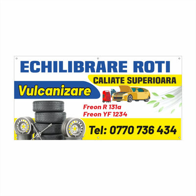 Banner Echilibrare Roți și Vulcanizare cu Freon – Tiv și Capse Incluse